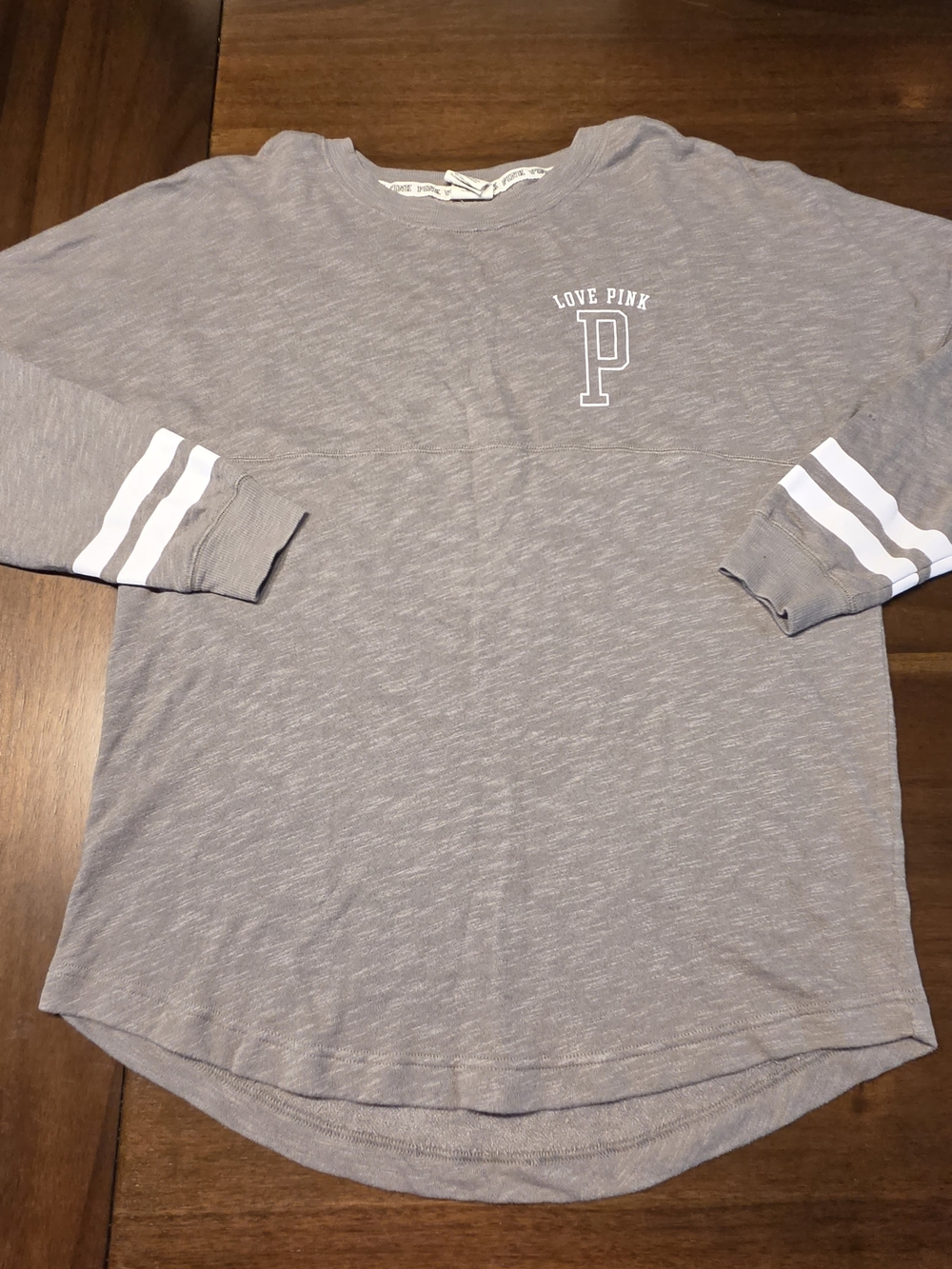 PINK Victorias Secret Gray Long Sleeve Thermal Top Small S Love Pink